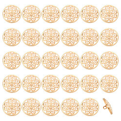 Light Gold 30 шт. 1 пуговицы из сплава с отверстиями, полый полукруглый с цветком, золотой свет, 25x11 мм, отверстие : 2 мм