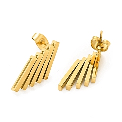 Golden Ion Plating(IP) 304 Stainless Steel Rhombus Stud Earrings for Women, Golden, 23x9.5x3mm, Pin: 0.8mm