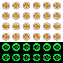 Letter C 50G Luminous Transparent Acrylic Beads, Flat Round with Letter, Glow in the Dark, Golden Metal Enlaced, Letter C, 7x4mm, Hole: 1.8mm, about 370pcs/50g