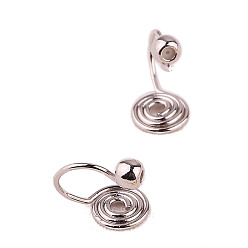 Платина Латунные серьги с клипсами, спиральные крючки для сережек с чашкой, с силиконовым, платина, 15x11 мм