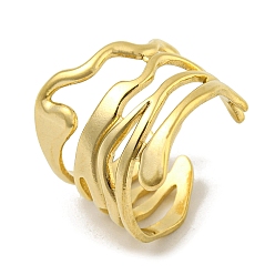 Золотой 304 открытая манжета из нержавеющей стали, полые широкая полоса кольца, золотые, размер США 7 1/4 (17.5 мм)