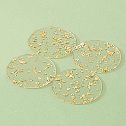 Flat Round Acrylic Cup Mats, Heat Resistant Pot Mats, with Gold Foil, for Home Kitchen, Flat Round, 95mm