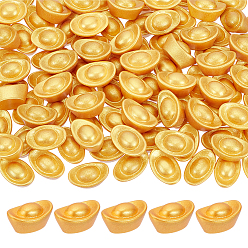 Gold 1 Bag Resin Gold Ingot Mini Model, Micro Landscape Dollhouse Accessories, Pretending Prop Decorations, Gold, 12x19x9mm, 100pcs/bag