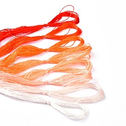 Orange Red Real Silk Embroidery Threads, Friendship Bracelets String, 8 Colors, Gradient color, Orange Red, 1mm, 20m/bundle, 8 bundles/set