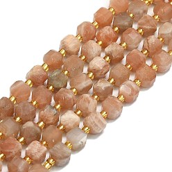 Солнечный Камень Натуральный Sunstone бисер пряди, граненые, кубические, 6.5~7.5x6.5~7.5x6.5~7.5 мм, отверстие : 1.2 мм, около 43~44 шт / нитка, 15.35~15.55 дюйм (39~39.5 см)