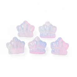 Светло-Голубой Двухцветный прозрачный стеклянный шарик, корона, Небесно-голубой, 12x14x8.5 мм, отверстие : 1 мм