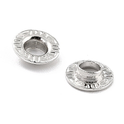 Platinum Rhodium Plated 925 Sterling Silver Grommet Eyelet Findings, for Bag Making, Flat Round with Stripe Pattern, Platinum, 0.6x0.2cm, Hole: 3mm
