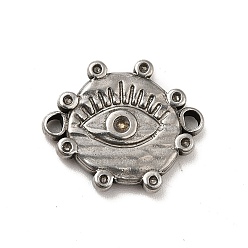 Stainless Steel Color Tarnish Resistant 304 Stainless Steel Connector Rhinestone Settings, Evil Eye, Stainless Steel Color, Fit for 1mm and 1.6mm Rhinestone, 16x19x3mm, Hole: 1.6mm