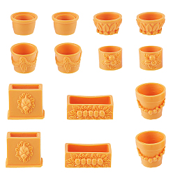 Темно-Оранжевый 14шт. 7 стили миниатюрных украшений в виде цветочных горшков из смолы, для садовых кукольных домиков, темно-оранжевый, 21.5x25.5x14 мм, 2 шт / стиль