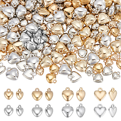 Mixed Color 200Pcs 8 Styles CCB Plastic Pendants, Heart Charms, Mixed Color, 11.5~18x9.5~15x3.5~8.5mm, Hole: 1.6~2mm, 25pcs/style