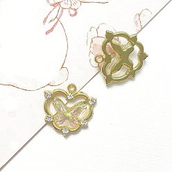 Прозрачный АВ Подвески из золотого сплава в форме бабочки, с голограммой из смолы и смоляными стразами, для ювелирных украшений своими руками, ясно AB, 17x17 мм
