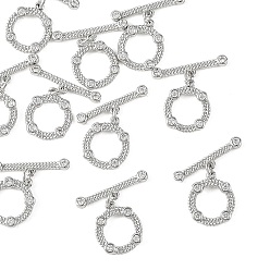 Platinum SHEGRACE Brass Micro Pave Clear Cubic Zirconia OT Toggle Claps, Flat Round, Cadmium Free & Lead Free & Nickel Free, Long-Lasting Plated, Platinum, Ring: 15x13x2mm, Hole: 1.2mm, Bar: 5x21.5x2mm, Hole: 1.2mm