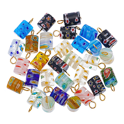 (52) Непрозрачная лаванда 30шт. подвески из стекла миллефиори, с 304 фурнитурой из нержавеющей стали, разноцветные, 18~19 мм, отверстие : 2.9~3.5 мм