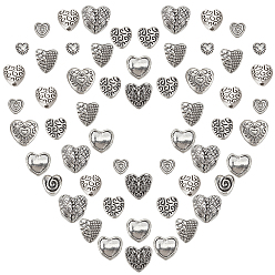 Antique Silver Tibetan Style Alloy Beads, Heart, Antique Silver, 80pcs/box