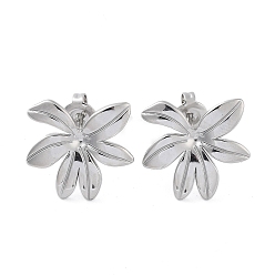 Нержавеющая Сталь Цвет Не тускнеют 304 серьги-гвоздики из нержавеющей стали, цветок, цвет нержавеющей стали, 18x17 мм