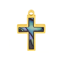 Золотой 304 подвески из нержавеющей стали, крест очарование, золотые, 17x11x1.8 мм, отверстие : 1.5 мм