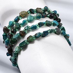 Chrysocolle Bracelets en perles de chrysocolle naturelle, bracelets élastiques, diamètre intérieur: 2.17 pouce (5.5 cm), perle: 4.5~13x4~8.5x3~6 mm