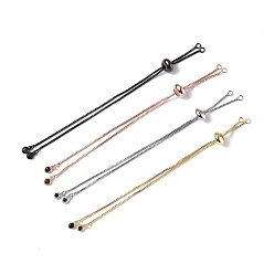 Mixed Color Rack Plating Brass Box Chain Slider Bracelet Making, with Rhinestone, Long-Lasting Plated, Cadmium Free & Lead Free, Rainbow Color, 4-5/8 inch(11.8cm)