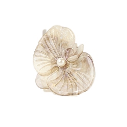 Светло-коричневый Акриловые с пластиковыми жемчужными заколками-коготками, орхидеи-мотыльки, загар, 60 мм