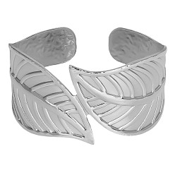 Нержавеющая Сталь Цвет Лист 304 браслеты-манжеты из нержавеющей стали для женщин, цвет нержавеющей стали, внутренний диаметр: 2-1/2 дюйм (6.2 см)