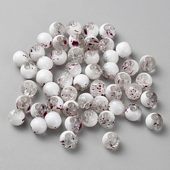 Белый Бусины лэмпворк , круглые, белые, 8x7 мм, отверстие : 1.5 мм