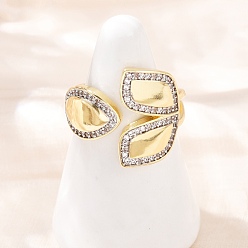 Настоящее золото 18K Латунные микро проложить манжеты кольца кубического циркония, без кадмия и без свинца, лист, реальный 18 k позолоченный, 19 мм, внутренний диаметр: 18 мм