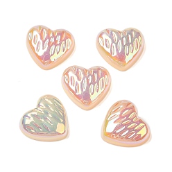 Moccasin UV Plating Acrylic Cabochons, Iridescent, Heart, Moccasin, 11.5~12x12~12.5x4mm