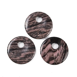 Родонит Природные подвески родонит, подвески в виде пончиков/пи-дисков, 45x5~7 мм, отверстие : 10.5 мм