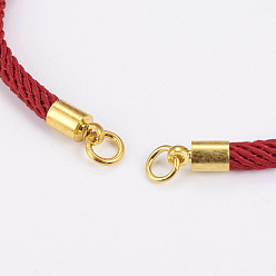 Golden Nylon Cord Bracelet Making, with Brass End Chains and Findings, Red, Golden, 8-1/8 inch(205mm)x3mm, Hole: 3mm