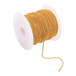 Золотой Латунные витой цепочки, бордюрные цепи, несварные, с катушкой, золотые, ссылка: 2x1x0.35мм, около 10 м / рулон