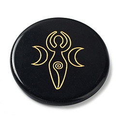 Луна Натуральные обсидианные декорации, украшения для дома, плоско-круглые, луна, 54x5.5 мм