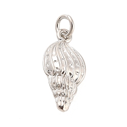 Платина Латунные подвески, подвески в форме ракушек, долговечный, стойки покрытие, без свинца и без кадмия, с целью перехода в кольце, платина, 19x9.5x6.5 мм