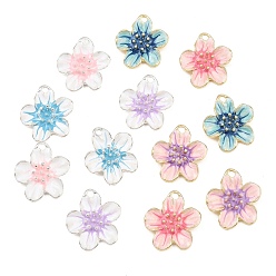 (52) Непрозрачная лаванда Подвески из эмали и сплава, , золотые, разноцветные, 26.5x25x7 мм, отверстие : 3 мм