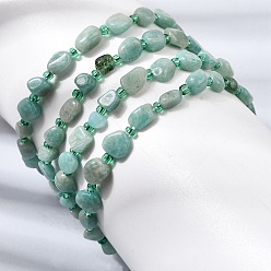 Amazonite Bracelets naturels de perles d'amazonite, bracelets élastiques, diamètre intérieur: 2.17 pouce (5.5 cm), perle: 4.5~13x4~8.5x3~6 mm