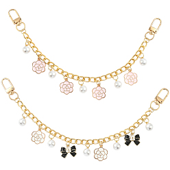 Золотой 2 шт. 2 стили сплав эмаль цветок бабочка подвеска латунь сумка декоративные цепочки, Сплав с застежками, аксессуары для замены сумок, разноцветные, золотые, 270~276 мм, 1 шт / стиль