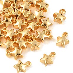 Real 18K Gold Plated SHEGRACE Brass Star Charms, Cadmium Free & Nickel Free & Lead Free, Real 18K Gold Plated, 7x5x3mm, Hole: 0.9mm