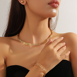 Золотой Комплекты браслетов и ожерелий из сплава, золотые, 350 мм и 60 мм