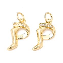 Letter P Подвески из экологически чистой латуни с микропаве из прозрачного кубического циркония, долговечный, реальный 18 k позолоченный, без кадмия, без никеля и без свинца, letter.p, 27x9x2.5 мм, отверстие : 3.5 мм