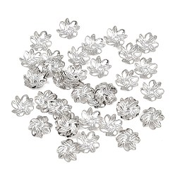 Платина Шапочки и конусы для бусин, латунные, цветок, без кадмия, без никеля и без свинца, платина, 9.5x2 мм, отверстие : 1 мм