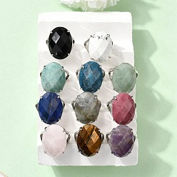 Смешанные камни Драгоценный камень кольца палец, медные кольца, гранёное яйцо, стойки покрытие, 19 мм