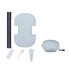 Светло-Синий Набор для самостоятельного изготовления кошелька в форме ракушки на молнии, включая материалы для сумок из коровьей кожи, голубой, 115x73x58 мм