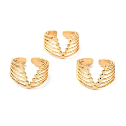 Золотой Ионное покрытие (ip) 304 перстни из нержавеющей стали, манжеты кольца, долговечный, Буква V, золотые, размер США 5 3/4 (16.3 мм), 4~13 мм