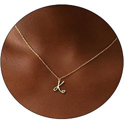 Letter K Модные латунные ожерелья с подвеской в виде сердца для женщин, золотые, Письмо K, 16.54 дюйм (42 см)