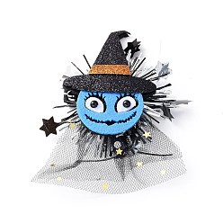 Witch Фетровые заколки из кожи аллигатора на тему Хэллоуина, с железными зажимами и органзой, для ребенка, ведьма, 120x80x18 мм