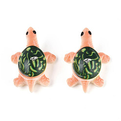 Легкий Лосось Непрозрачные подвески смолы, очарование черепахи, с платиново-железными петлями, светлый померанцевый, 16.5~17x30.5~31.5x24.5 мм, отверстие : 2 мм