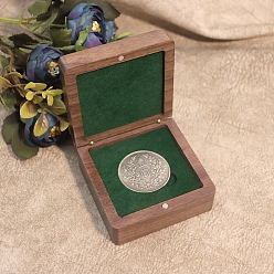 Dark Green Wooden Badge Package Magnetic Boxes, Medal Storage Boxes, Square, Dark Green, 8x8x4cm
