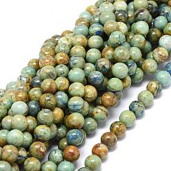Chrysokoll und Lapislazuli Natürliche Chrysokoll- und Lapislazuli-Perlenstränge, Runde, 10~10.5 mm, Bohrung: 1 mm, ca. 39 Stk. / Strang, 15.55 Zoll (39.5 cm)