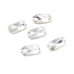 Crystal K9 Glass Rhinestone Cabochons, Pointed Back & Back Plated, Faceted, Rectangle, Crystal, 12x6x4.3mm