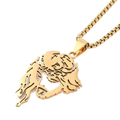 Золотой 201 цепочка из нержавеющей стали, полые ожерелья с подвеской в виде лица Кристиана Иисуса для женщин и мужчин, золотые, 23.62 дюйм (60 см), Кулон : 39.5x24.5 мм