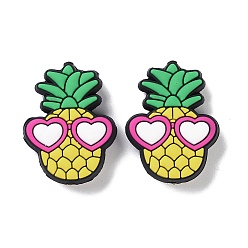 Ананас Силиконовые бусины, изготовление ожерелий diy, зелёные, ананас, 29x22x7 мм, отверстие : 2 мм